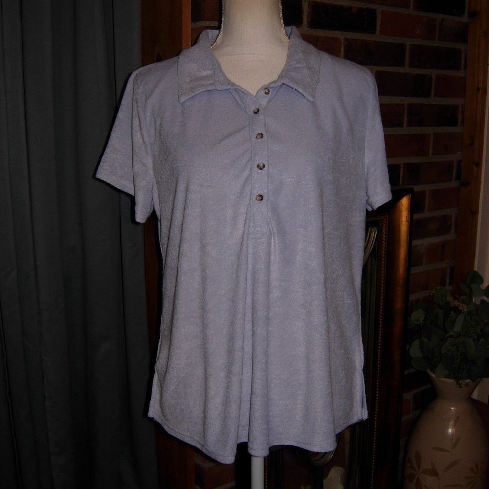 Cato Halogen Blue Terry Top L NEW WITH TAG